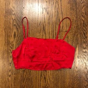Forever 21 red satin crop top cami size small